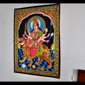 Hindu Goddess Amba in multi colors with sequins